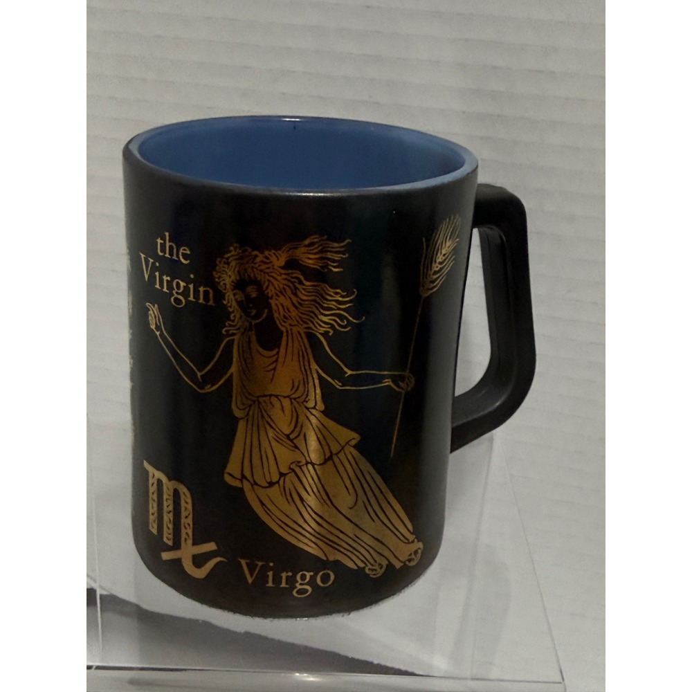 Virgo Zodiac Mug The Virgin Astrology Coffee Cup Black Gold Horoscope Vintage